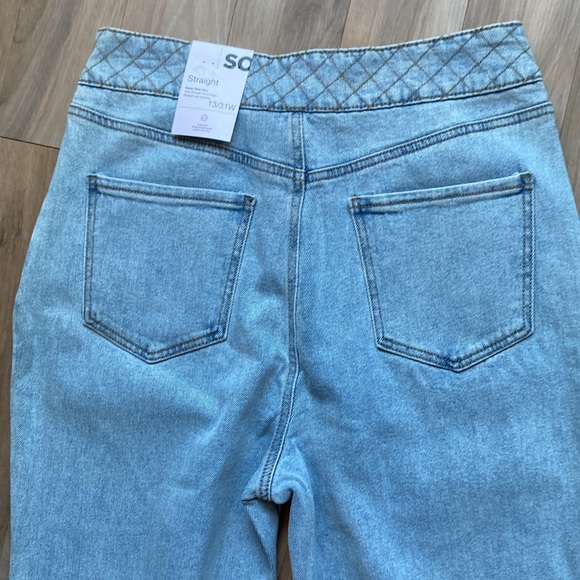 So Super high rise straight woven denim jean pant quilted design waistband 13 31 - Picture 15 of 16